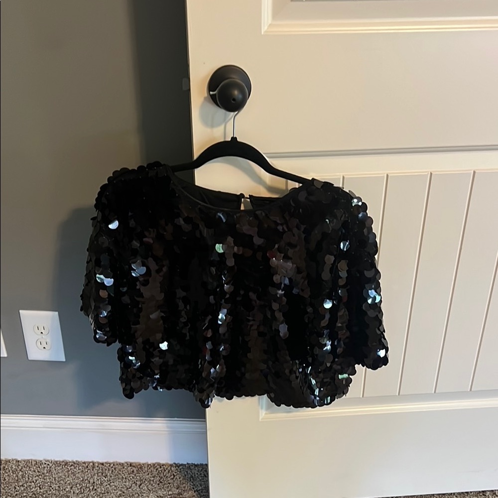 a new day Black Sequin Top